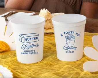 A Toast To The Bride Bridal Shower Stadium Cups, Butter Together Wedding Shower Cups, She Found Her Butter Half, Unique Bridal Shower Idea