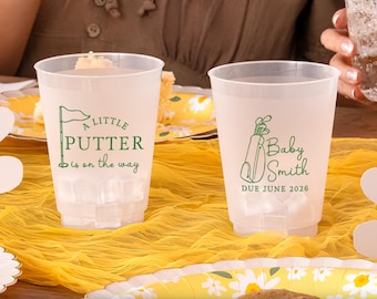 Personalized A Little Putter Is On The Way Frosted Cups, Let's Partee Baby Shower Cups, Golf Baby Shower Favors, Golf Gender Reveal Cups