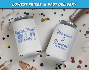 Oyster Roast & Toast Wedding Shower Can Coolers, Shuck It Huggers, Shuck Yeah, Oyster Roast Decor, Oyster Event, Toast and Roast Engagement