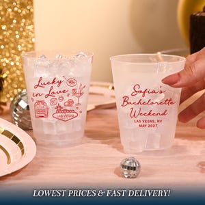 Lucky In Love Bachelorette Frosted Cups, Las Vegas Bachelorette Favors