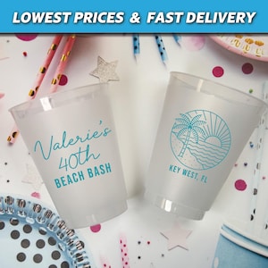 weekend beach trip cups, personalized cups, dirty thirty, 30th birthday, 40th birthday, 30th birthday cups, custom frosted cups, toast on the coast, coastal birthday, last toast on the coast, beach birthday cups, beach trip favors, 50th birthday, 60th birthday 70th birthday