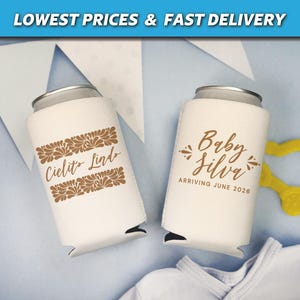 Cielito Lindo Baby Shower Can Coolers, Terracotta Cielito Lindo Mexican Talavera Inspired Baby Shower, Papel Picado Baby Shower Favors
