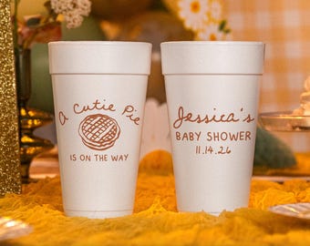 Cutie Pie On The Way Baby Shower Foam Cups, Autumn Baby Shower Favors