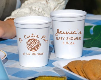 A Cutie Pie Is On The Way Stadium Cups, Fall Baby Shower Favors