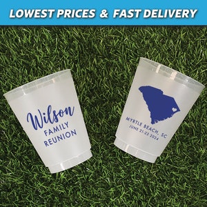 Family Reunion Frosted Cups, Personalized Family Reunion Cups, Family Reunion Favors, Family Reunion Ideas