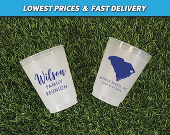 Family Reunion Frosted Cups, Personalized Family Reunion Cups, Family Reunion Favors, Family Reunion Ideas