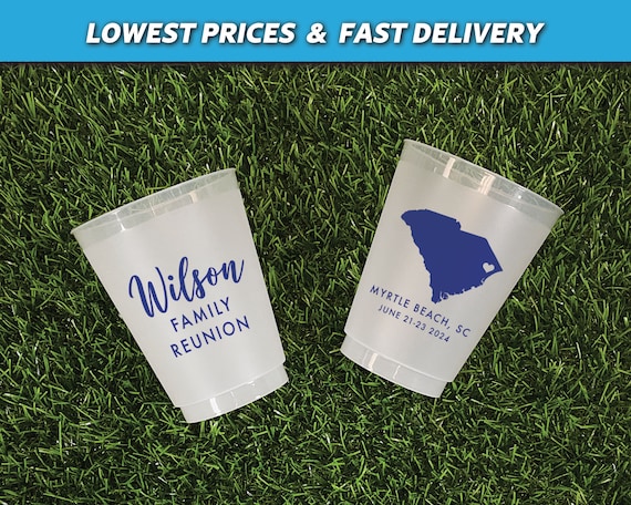 Family Reunion Frosted Cups, Personalized Family Reunion Cups, Family Reunion Favors, Family Reunion Ideas