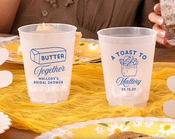 Butter Together Bridal Shower Frosted Cups, A Toast To The Bride Wedding Shower Cups, She Found Her Butter Half, Butter Yellow Brunch Party