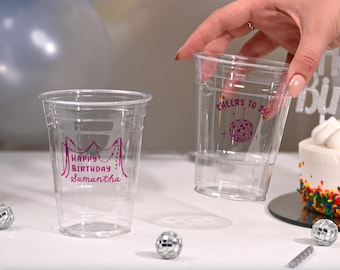 Whimsy Birthday Party Cups, Whimsical Birthday Soft Plastic Cups, Disco Ball Party Favors, 25th Birthday Solo Cups, Maximalist Birthday