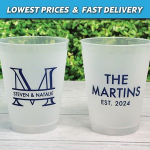 Custom Wedding Cups, Shatterproof Frosted Cups, Modern Wedding Favors, Night Before Cups, Rehearsal dinner cups, Engagement Party Cups