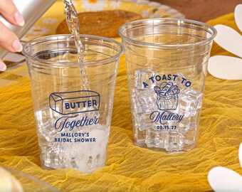 She Found Her Butter Half Wedding Shower Solo Cups, Butter Together Bridal Shower Soft Plastic Cups, A Toast To The Bride, Butter Yellow