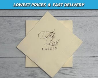 Personalized Wedding Napkins, Custom Wedding 3-PLY Cocktail Napkins, Foil Stamped Napkins, Classic Wedding Napkins, Bridal Shower,Engagement