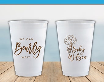 Custom Baby Shower Frosted Cups, Personalized Shatterproof Cups, Bear Theme Baby Shower Cups, We Can Bearly Wait Baby Shower