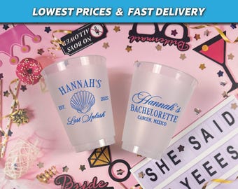 Last Splash Bachelorette Frosted Cups, Personalized Mermaid Bachelorette Cups, Beach Bachelorette Party Favors, Seashell Bachelorette Cups