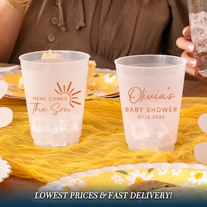 Here Comes The Son Baby Shower Frosted Cups, Sunshine Baby Shower Cups, Boy Sonshine Baby Shower Favors, Boho Sunshine Boy Baby Shower Decor