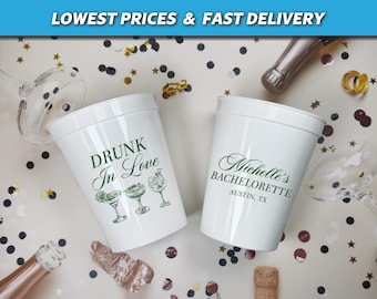 Drunk In Love Bachelorette Cups - Plastic Custom Stadium Cups, Bachelorette Party Favors, Bachelorette Decor, Bridal Shower Cups