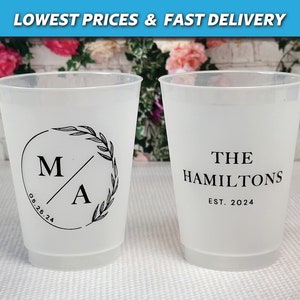 Personalized Wedding Cups, Frosted Wedding Cups, Modern Wedding Favors, Rehearsal Dinner Cups, Frost Flex cups, Night Before Cups