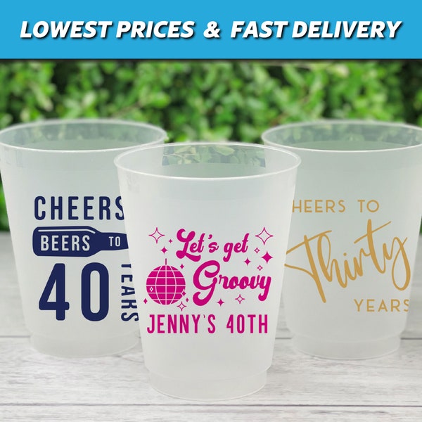 Happy Birthday Party Cups, Custom Birthday Party Cups, Shatterproof Plastic Cups, Frosted Plastic Cups, Party Favor Cups, Plastic Party Cups