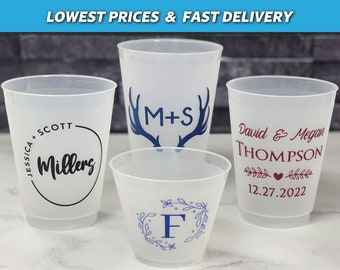 Custom Wedding Cups, Reception Bar Frosted Cups, Personalized Shatterproof Cups, Modern Wedding Decor, Signature Cocktails, Engagement Party