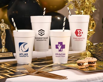 Custom Printed Styrofoam Cups, Company Logo Foam Cups, Personalized Party Cups, Design Your Own Cups, Business Promo, Company Party Favors