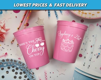She's the Cherry on Top Birthday Stadium Cups, Cherry Themed Party Favors, Cherry First Birthday, Our Little Cherry on Top Baby Shower