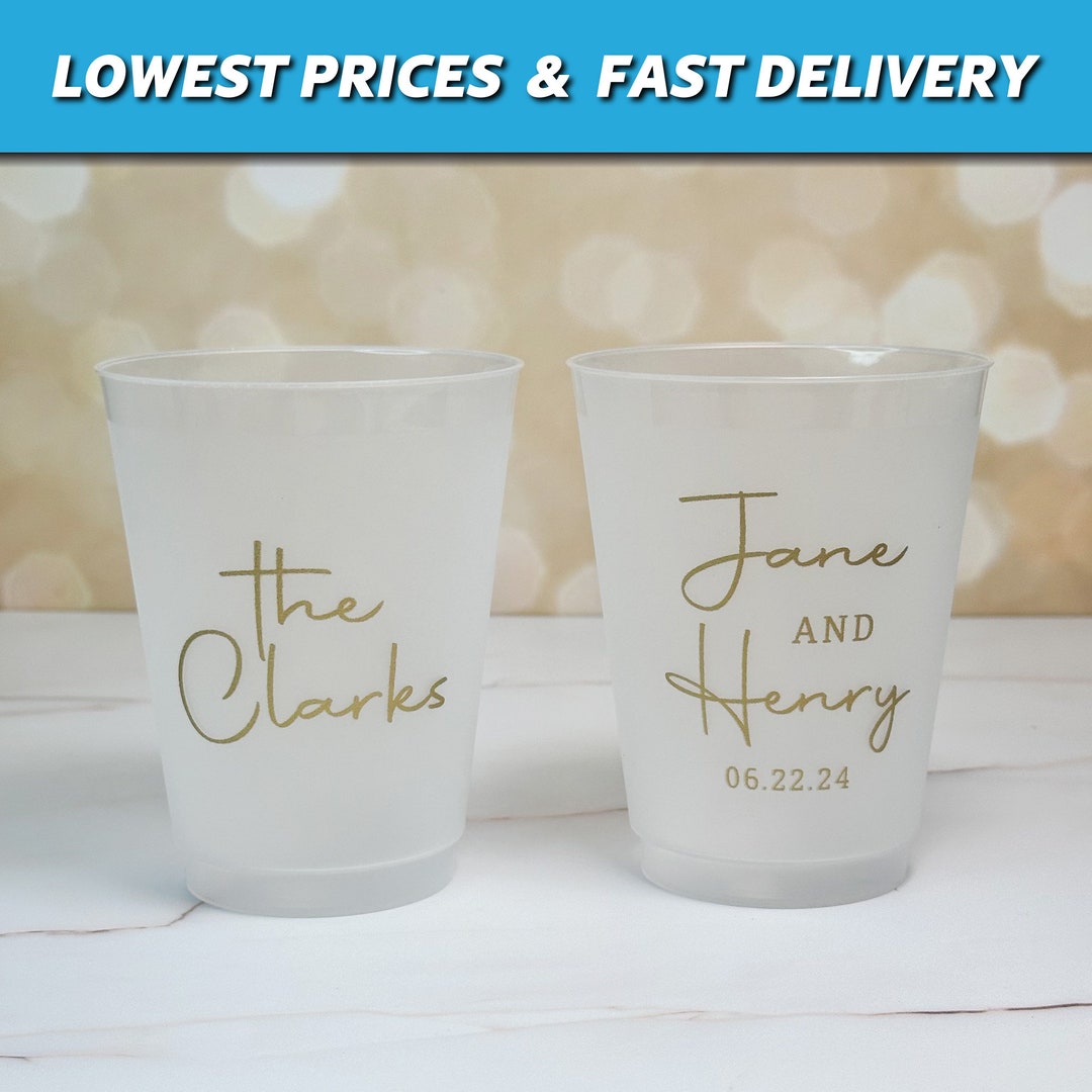 Wedding Cups Custom Frosted Cups Elegant Personalized Drinkware for