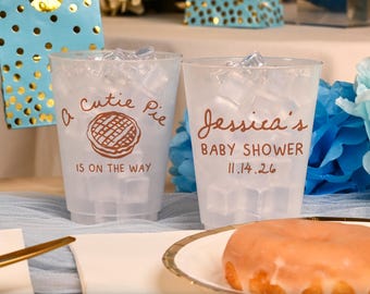 A Cutie Pie Is On The Way Baby Shower Frosted Cups, Cutie Pie Baby Shower Theme Cups, Autumn Baby Shower Favors, Fall Theme Baby Shower Cups