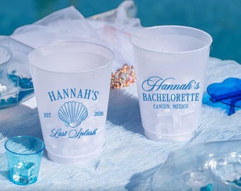 Last Splash Frosted Cups, Beach Bachelorette Party Favors, Seashell Decor