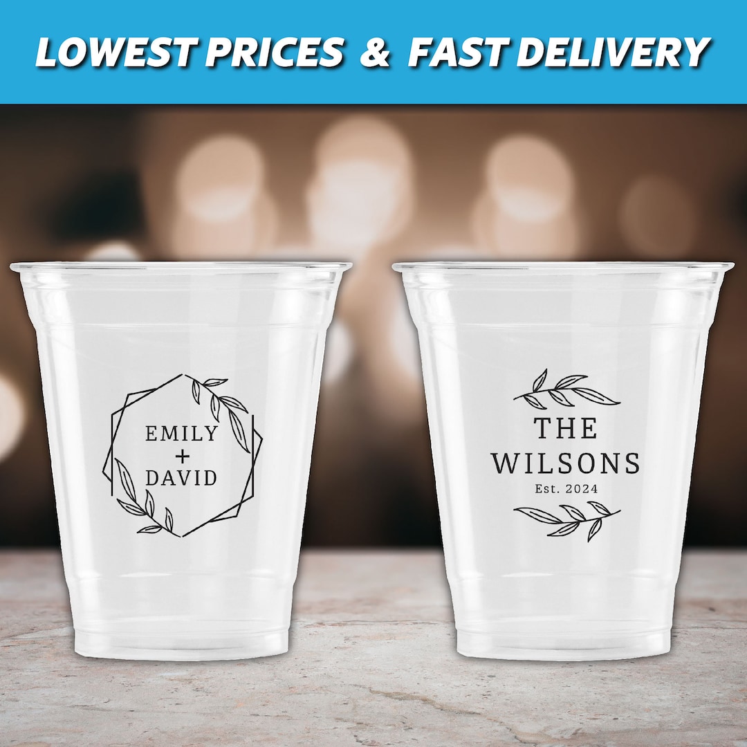 Custom Printed Wedding Soft Clear Plastic Cups, Wedding Solo Cups