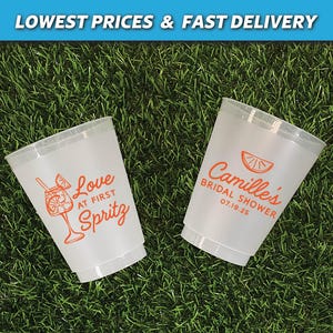 Love At First Spritz Bridal Shower Cups, Aperol Spritz Bridal Shower Frosted Cups, Orange Bridal Shower Favors, Citrus Bridal Brunch