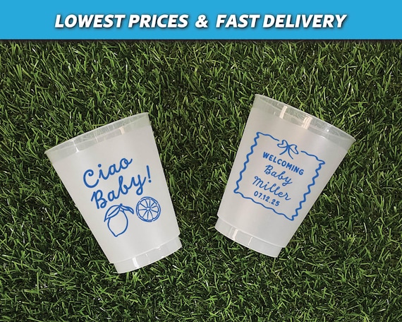 Ciao Baby Shower Frosted Cups, Ciao Baby Shower Decor, Italy Theme Baby Shower, Italian Baby Shower, Ciao Bambino/Bambina