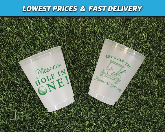 Personalized Golf Birthday Frosted Cups, Hole In One, Let's Partee, First Birthday Favors