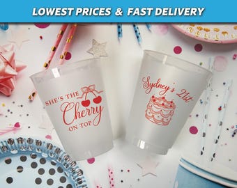 She's the Cherry on Top Birthday Frosted Cups, Cherry Themed Party Favors, Cherry First Birthday, Our Little Cherry on Top Baby Shower