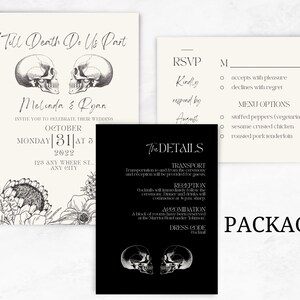 Till Death Do Us Part Wedding Invitation Package, Canva Template