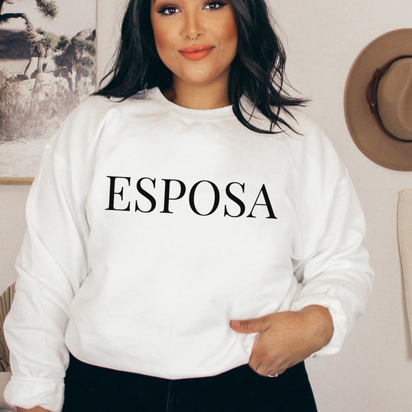 Personalized Esposa wedding crewneck for Latina brides with front and back design