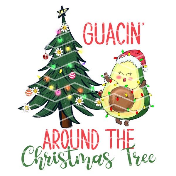 Guacin around the christmas tree 2 PNG images sublimation design