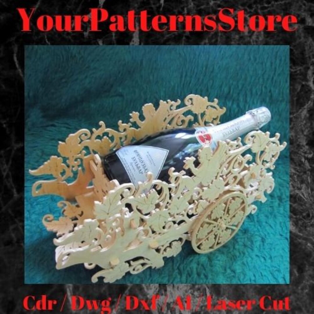 Decorative Wine Bottle Holder Laser Cut File Engrave Files Etsy
