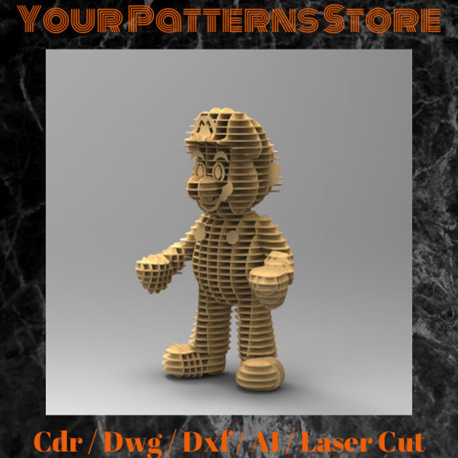 Super Mario Laser Cut File Engrave Files Dxf / Cdr / Dwg / Etsy Israel