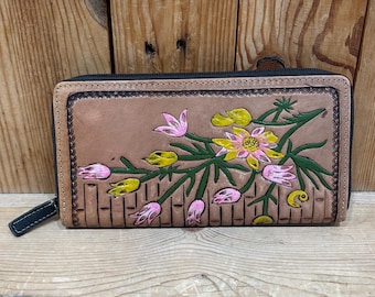 Leather Pink Flower Wallet!