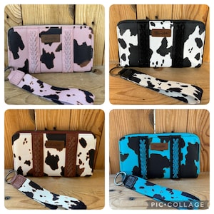 ¡Billeteras grandes con estampado de vaca Wrangler!