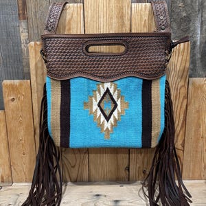 Blue Saddle Blanket Crossbody Clutch!