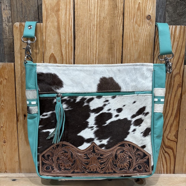 Turquoise Cowhide Crossbody Bag!