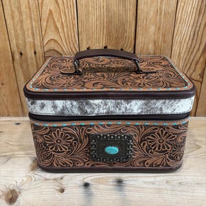 Large Cowhide & Tooled Jewelry Box!