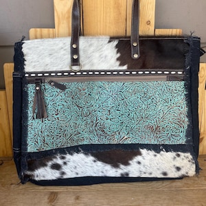 Turquoise Cowhide Weekender Bag!