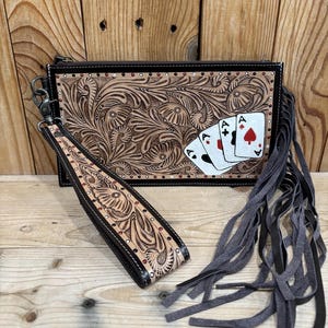 ACES Tooled Leather Wristlet Wallet!