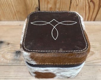 ¡Cajas de joyería de piel de vaca con costura de bota!