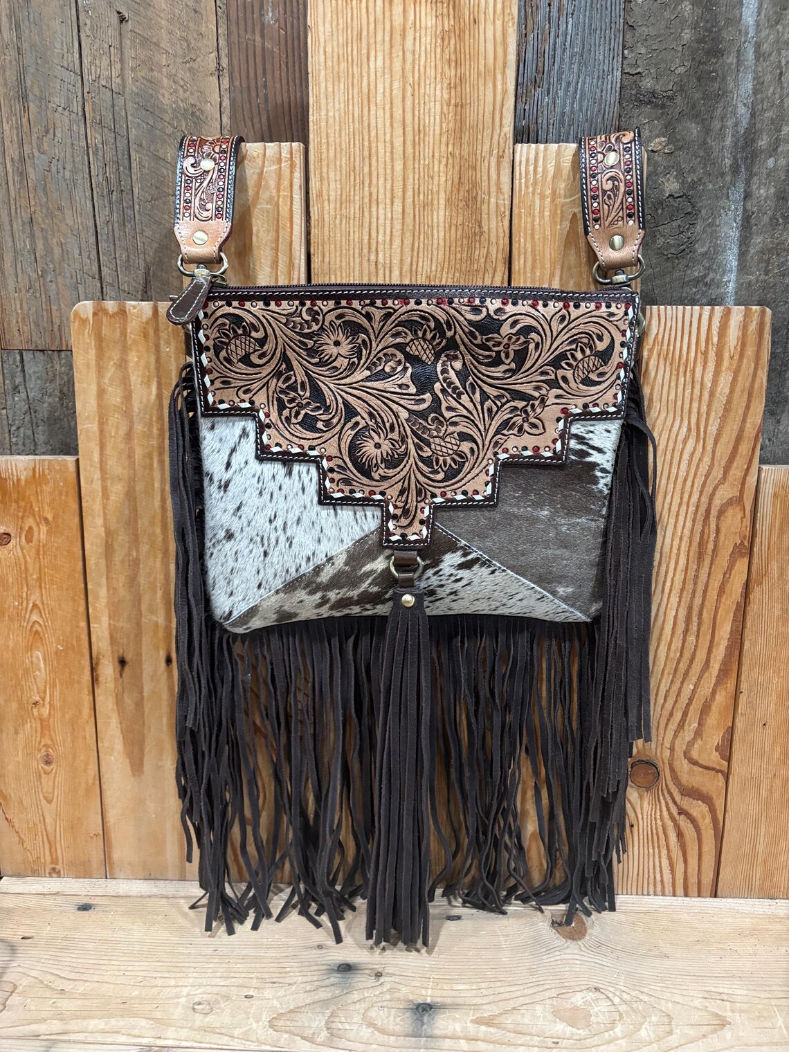 Brown Cowhide & Leather Crossbody main image 0
