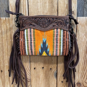 Small Tooled Saddle Blanket Crossbody!