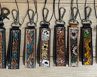 Hand Tooled Leather Keychains!