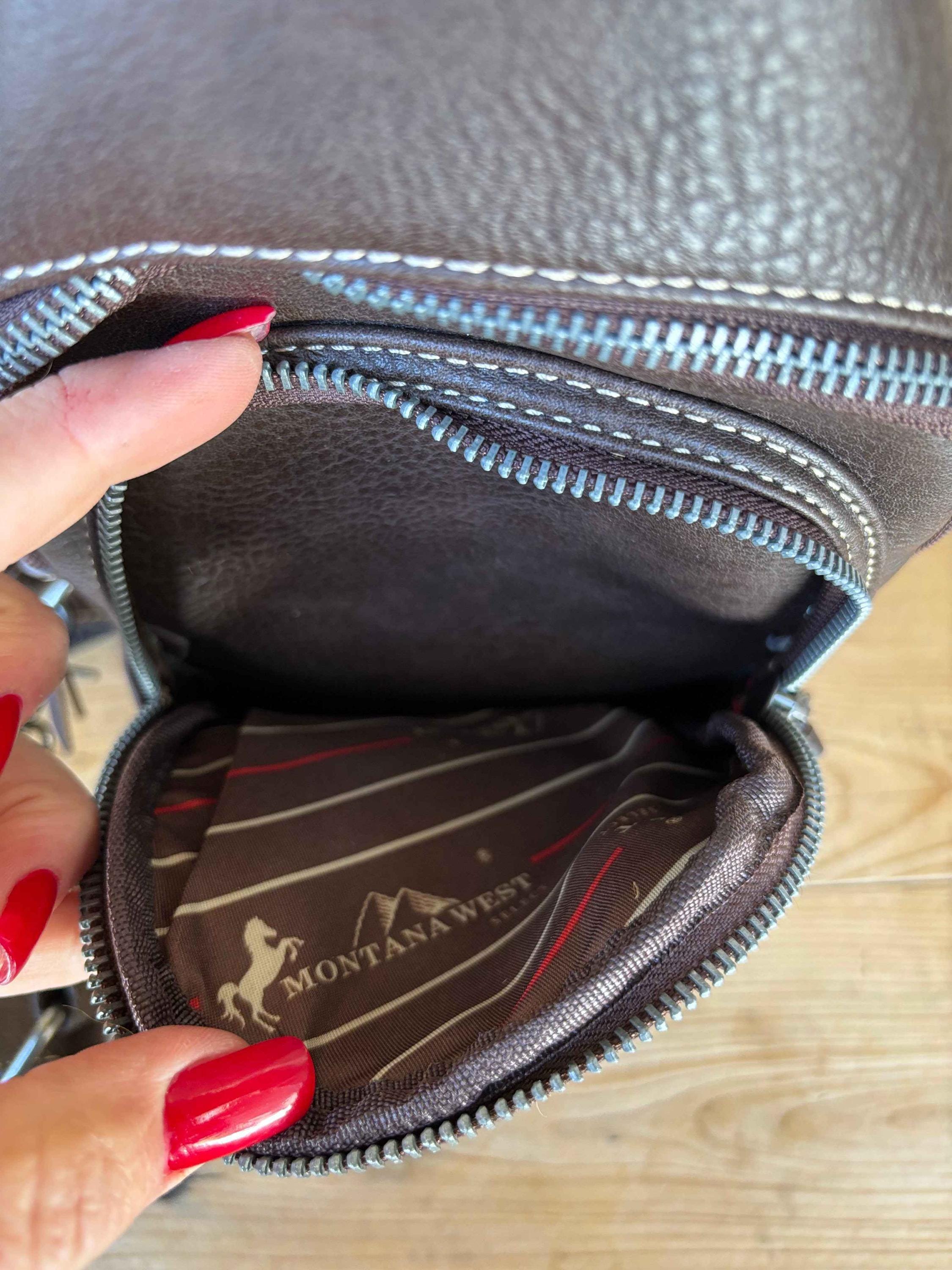 Mini Cowhide Double Zipper Clutch Bag
